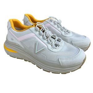 Vionic Walk Max Sierra Sneaker Cream Leather Women's Size 7.5 STAIN EUC